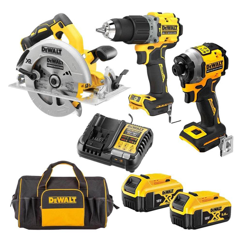 DeWalt DCZ321P2-XE 18V XR Brushless 5.0Ah Battery 3pce Combo Kit