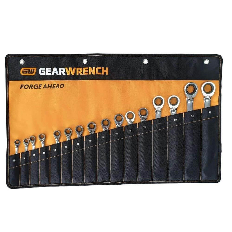 GEARWRENCH 9602NR 16-Piece Reversible Ratcheting Metric Wrench Set