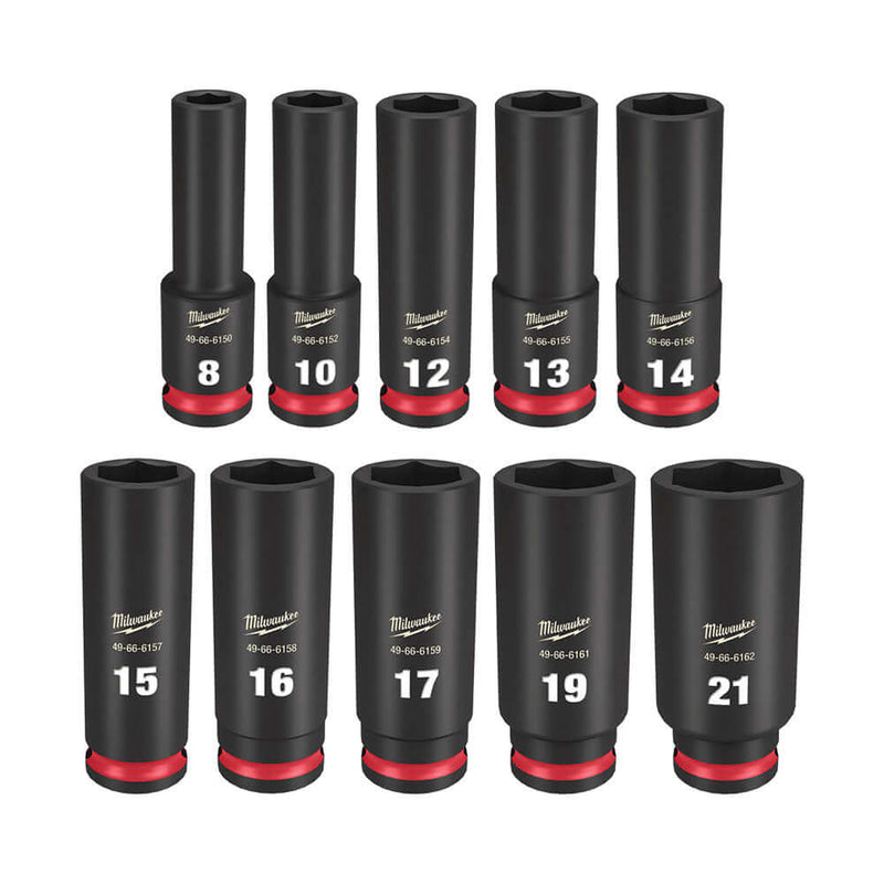 Milwaukee SHOCKWAVE 3/8" Drive 10pce Metric Deep Impact Socket Set 49667051